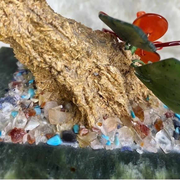 Antique Chinese Jade Tree  Precious Gemstone Flowers, Leaves & Platter, Jade. - Picture 5 of 8